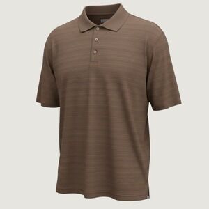 104 | Pebble Beach Performance Striped Golf Polo Shirt Brown Mens‎ Large